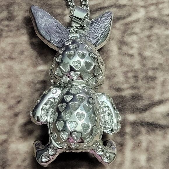 Austrian Crystal Bunny Pendant Necklace - Picture 8 of 9